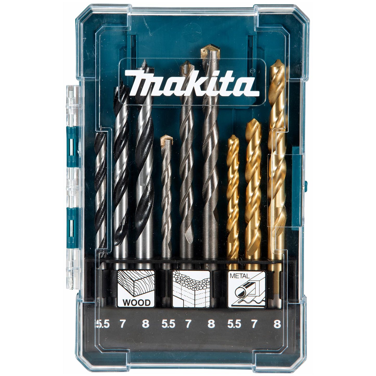 Makita 13-Piece Multi-Material Drill Bit Set – For Wood, Metal & Concrete Drilling
