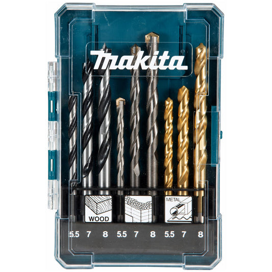 Makita 13-Piece Multi-Material Drill Bit Set – For Wood, Metal & Concrete Drilling