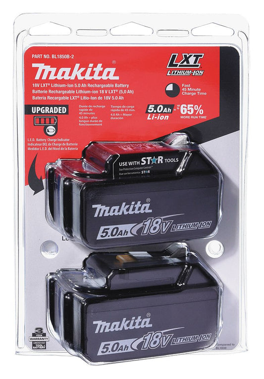 Makita BL1850B 18V 5.0Ah LXT Lithium-Ion Battery Twin Pack – Long Runtime & Rapid Charging