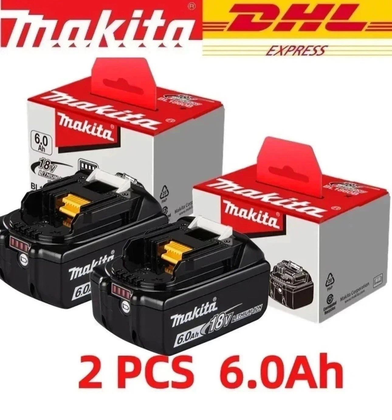 Makita BL1860B 18V 6.0Ah Lithium-Ion Batteries – Twin Pack | Long-Lasting Power & Fast Charging